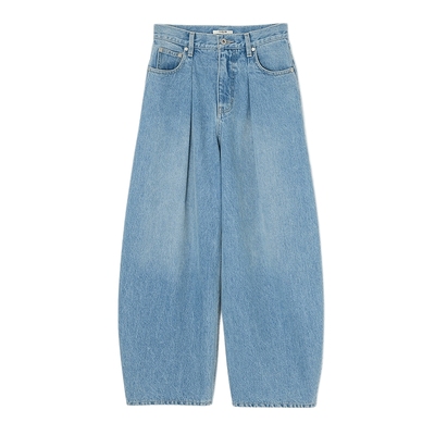 【THROW系列】SLY 2025夏季新品捏褶阔腿裤牛仔裤女030IS011-0011