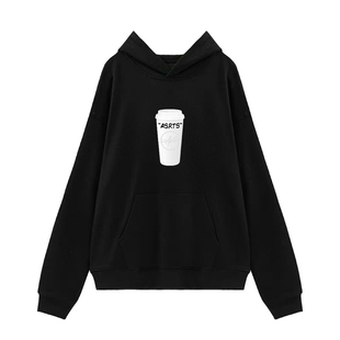 高级感 Asrts新款重磅连帽卫衣男杯子小众美式潮流休闲情侣装上衣