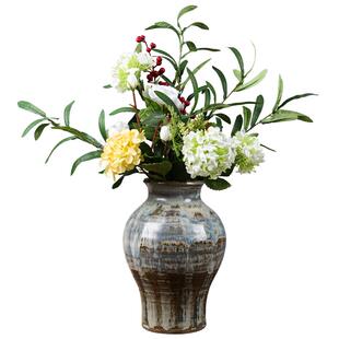 复古窑变艺术陶罐花盆花器新中式花瓶客厅插花水培鲜花陶瓷瓶摆件