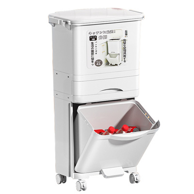 日本厨房垃圾桶高款可移动免弯腰