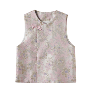 新中式国风马甲高端春款洋气坎肩背心无袖上衣女款复古盘扣马夹