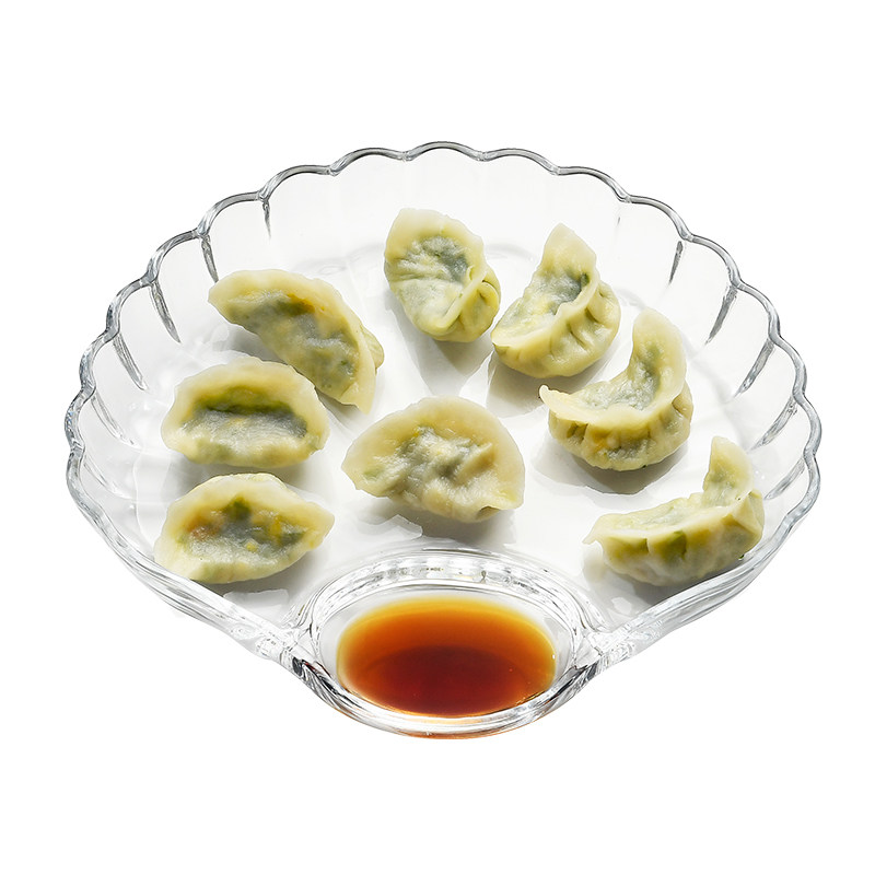 加厚玻璃扇形饺子盘蘸料盘分餐盘