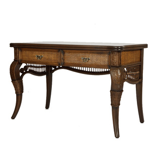 长青堂 中式办公桌书房实木书桌 藤编中古学习写字桌写字台电脑桌