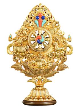 七政宝铜镀金雕花摆件藏村全铜