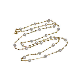 《霓裳雨幕》天然强光淡水珍珠满天星长项链14k包金毛衣链双层