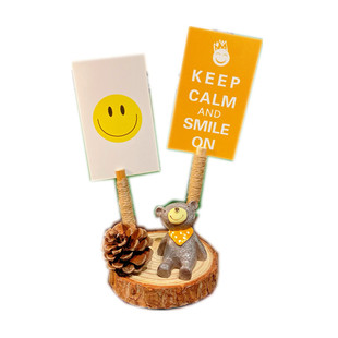 原木风圣诞树枝照片夹摆台lomo照片架办公室桌面摆件装饰节日礼品