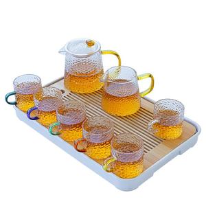 耐热玻璃茶具套装锤纹茶杯家用煮茶花茶壶过滤泡茶壶现代创意防烫