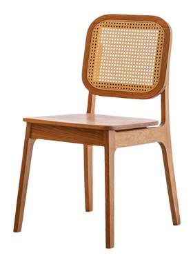小半家具樱桃木中古藤编椅子