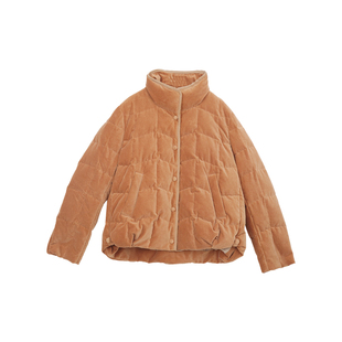 忘城W200座/冬晨饼色/冬季90白鸭绒全棉平绒羽绒服立领上衣外套女
