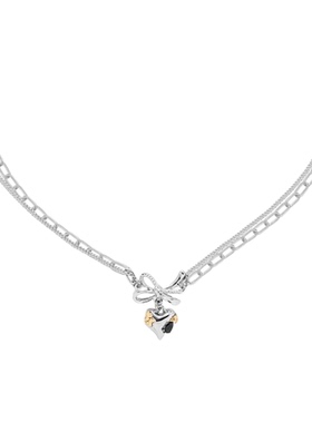 原创设计金色铜箔爱心项链女简约百搭双层叠戴时尚个性高级感礼物