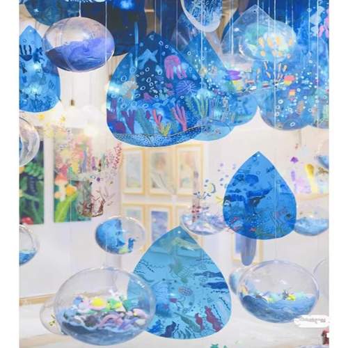 水滴形彩色塑料片幼儿园环创吊饰展览会挂饰手工DIY儿童涂鸦画板