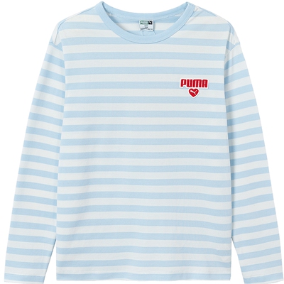 【热销】PUMA彪马童装儿童长袖T恤条纹设计运动时尚洋气卫衣上衣