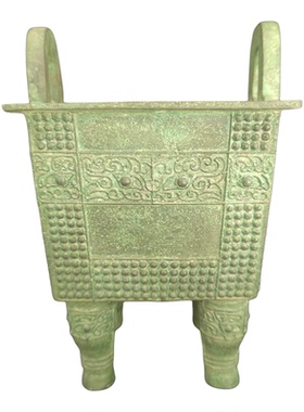 复古青铜商乳丁纹方鼎摆件