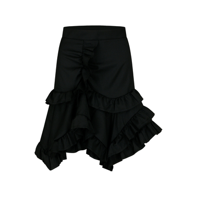 Mathieu韩国洋气黑色半身裙女夏季新款时尚不规则设计感a字短裙子