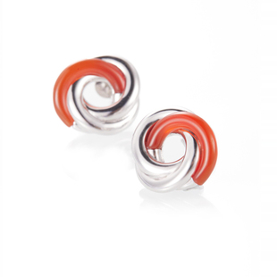 【岁昭昭耳钉】一川月白原创设计纯银耳饰简约百搭耳钉新款红色