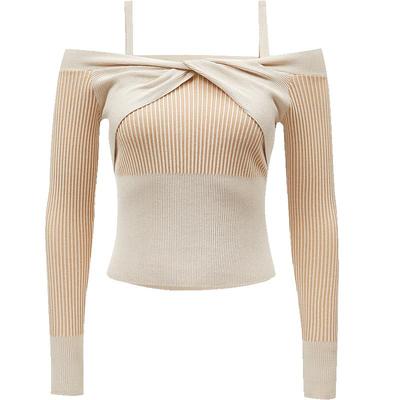 ONLY设计感镂空短款修身针织衫