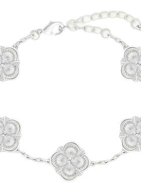 VIVIWELL闪钻拉丝四叶草手链