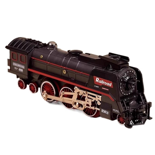 双蒸汽小火车仿真复古电动轨道模型儿童绿皮高铁列车玩具男孩车厢