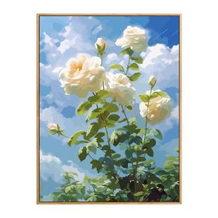 生如夏花治愈玫瑰数字油画diy油彩画填充填色手工手绘礼物装饰画