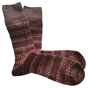 外贸日本男士双针袜子双路工艺咖啡色复古中筒袜秋冬款时尚春秋款