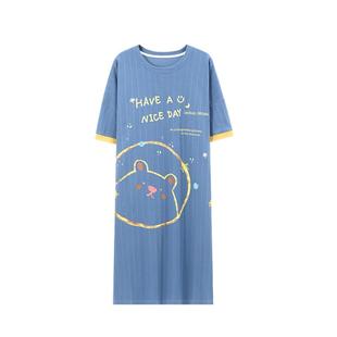 高级感睡衣女夏季休闲短袖睡裙女夏天可爱薄款韩版连衣裙子春秋天