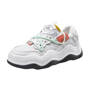 意尔康女鞋春秋季女士单鞋厚底休闲老爹鞋时尚潮流百搭英伦风