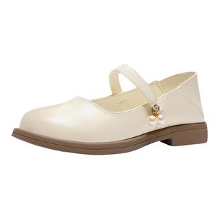 回力玛丽珍女鞋冬季新款乐福鞋配裙子白色鞋子女款小皮鞋平底单鞋