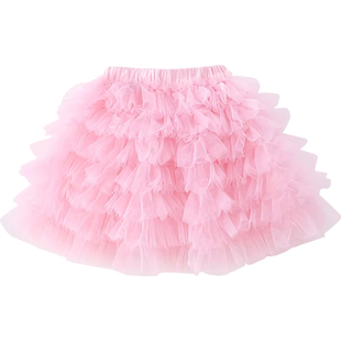 米米哈罗女童公主网纱蛋糕裙春夏儿童短裙洋气2026新款女孩半身裙