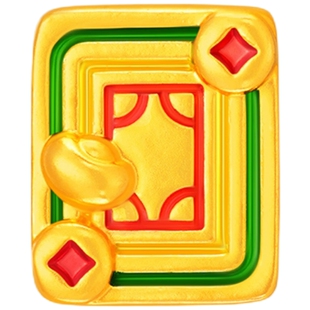 金至尊黄金麻将白板无事硬足金转运珠路路通小克重金吊坠手串珠子