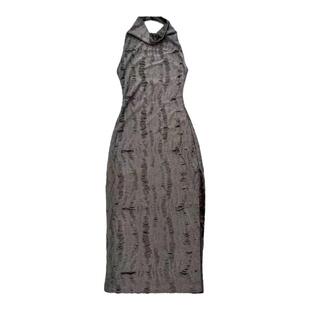 【AGD】RubyDoll破坏废土风镂空露背T恤圆领高开叉挂脖双层连衣裙