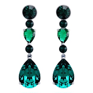 BLANCHE/布兰琪温婉水滴水晶方圆脸耳环祖母绿耳坠适合夏天耳饰女