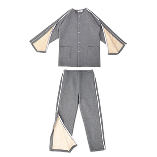 男瘫痪卧床老人衣服易穿脱秋冬护理服骨折术后透析病号服加绒