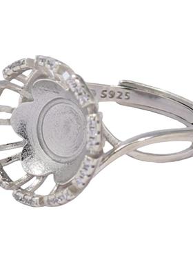 女款S925纯银DIY镶嵌戒指空托