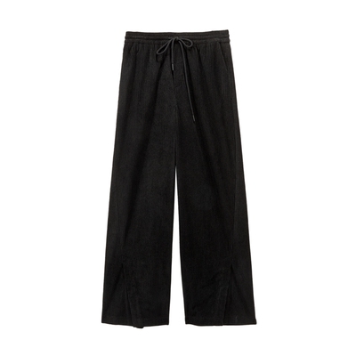 MSLAN商场同款开叉丝绒直筒裤