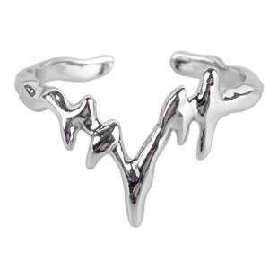 心刺系列原创纯银心电图戒指开口可调不掉色高级冷淡风显手长