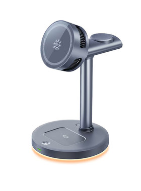 qi2.2三合一无线制冷充电器适用三星S26ultra磁吸S25S24快充Magsafe桌面GalaxyWatch8手表支架耳机底座