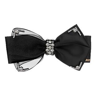 Cercoo/奢蔻蝴蝶结梦境花系列黑色发夹弹簧夹一字夹布艺马尾夹子