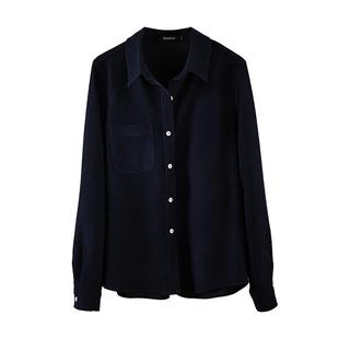 藏青色磨毛灯芯绒衬衫女秋冬2026新款加厚内搭叠穿衬衣高级感上衣