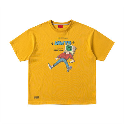 卡通电脑人印花短袖打底衫T恤男