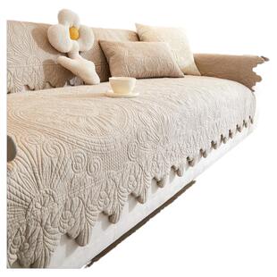 外贸复古全棉沙发垫简约轻奢纯色防滑沙发巾盖罩四季通用布艺坐垫