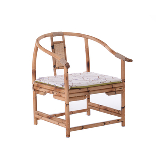 原创禅意竹藤圈椅组合休闲椅新中式家具靠背椅子打坐太师禅椅包邮