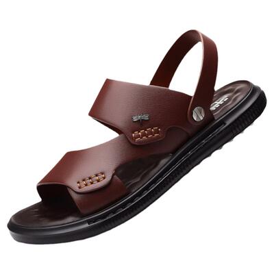 蜻蜓牌凉鞋男真皮软底沙滩鞋夏季
