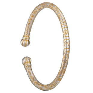 吴越老银铺足银描金吉言手镯南瓜头开口古法纯银手镯送礼高级银镯