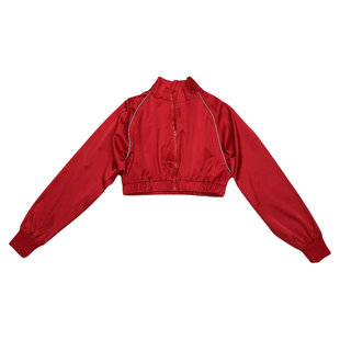 辣妹穿搭爵士跳舞上衣露脐超短外套kpop舞蹈服装红色演出服女团风