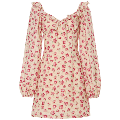 sincethen法式碎花裙小短裙女秋