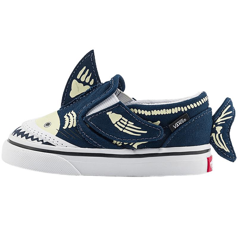 【开门红】Vans范斯童鞋官方 Slip-On V Shark小童帆布鞋清新彩绿