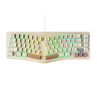 七品Alice68有线键盘 人体工程学键盘异形护腕游戏高颜值写作键盘