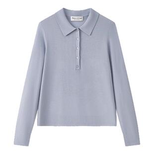 Marc O'Polo/MOP26春季新款休闲纯色简约POLO领长袖毛衣套头衫女
