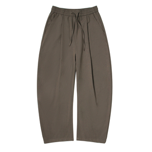 嘿马七作天丝羊毛混纺弯刀裤男春季老钱风西裤垂感休闲阔腿长裤子