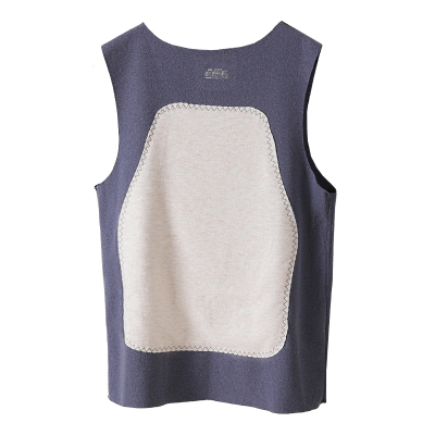 羊毛蚕丝男士贴片保暖背心修身